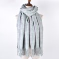 thumbnail image 3 of Gubotare Scarfs for Women Women Winter Fashion Classic Knit Striped Shawl Wraps Soft Warm Blanket (Grey,One Size), 3 of 4