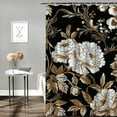 thumbnail image 2 of BCIIG Black White Peony Shower Curtain Vintage Gold Leaves Flower Rustic Retro Boho Floral Botanical Bathroom Decor Waterproof Fabric with Hooks, 2 of 6
