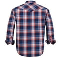 thumbnail image 2 of Men’s Western Pearl Snap Button Down Casual Long Sleeve Plaid Cowboy Shirt (#15 Blue/Red/Light Blue, 3XL), 2 of 2