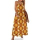 thumbnail image 1 of Vestido sin mangas con estampado ondulado retro de los años 60 en color naranja, marrón y marfil, vestidos para mujer Vestido largo para mujer, 1 of 7