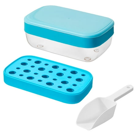 

Freezer Ice Cube Tray With Lid And Storage Box Easy Release 28Pieces Single Layer Silicone Ice Cube Tray With Splash Release Lid Container Scoop Square Silicone Ice Gorgeous Gloss Facial Ice Sidewall