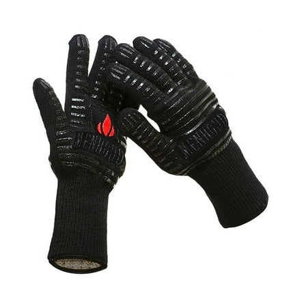 FOMIYES 1 Pair Bbq Gloves Fire Gloves For Grilling Insulated Heat Resistant Silicone Black