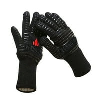 FOMIYES 1 Pair Bbq Gloves Fire Gloves For Grilling Insulated Heat Resistant Silicone Black