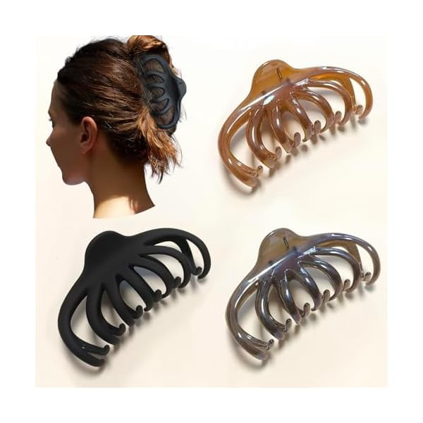 wonima11 5 Inch Extra Large Claw Clips, 13 cm No Slip Unbreakable XL Big Hair Clips for Thick Long Curly Hair, 3 Pack