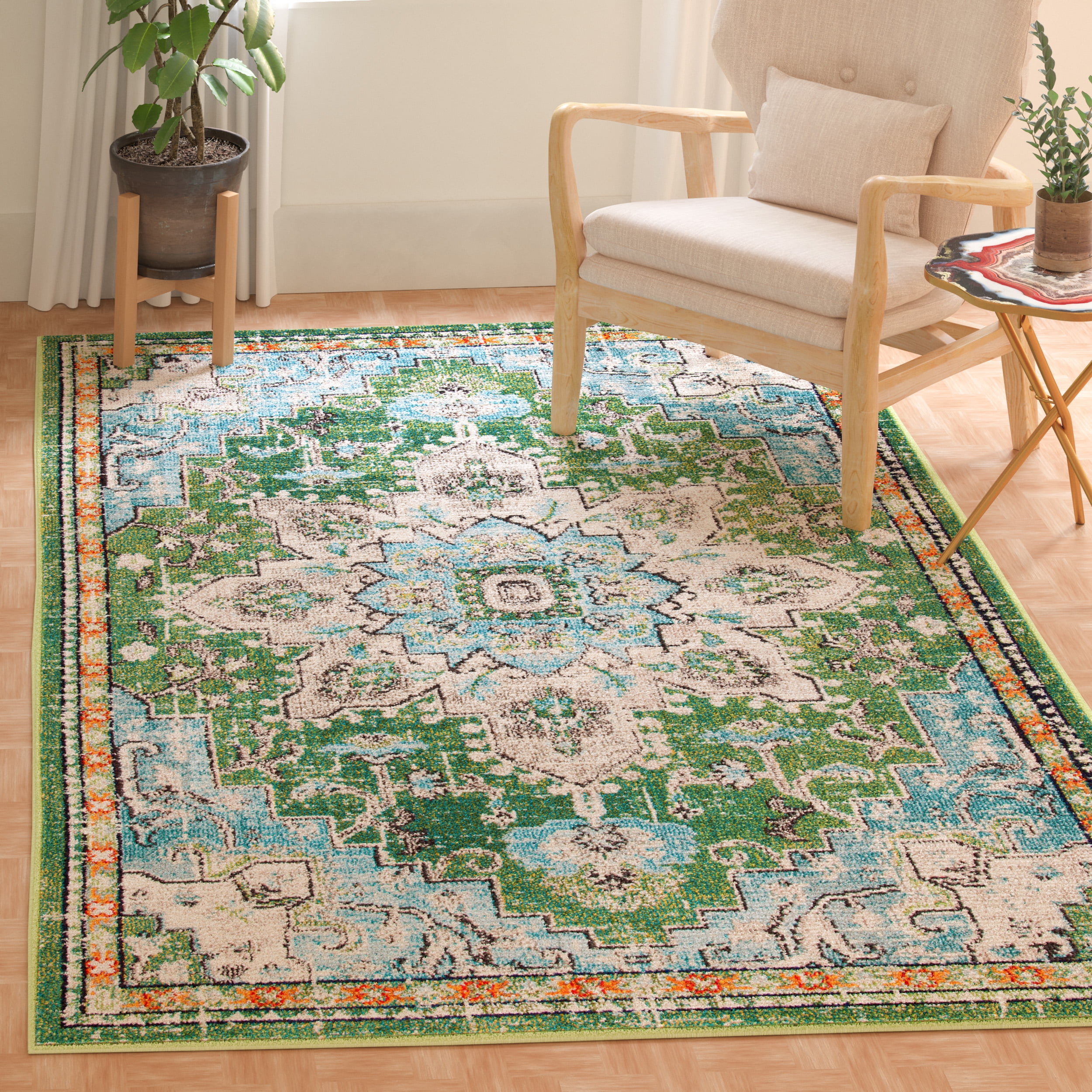 SAFAVIEH Madison Dalia Oriental Area Rug, Green/Turquoise, 10' x 14'