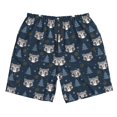 thumbnail image 2 of Honeii's Cute Christmas Tree Raccoon Print Men's Casual Shorts with Drawstring，Swim Trunks Quick Dry Beach Shorts, 2 of 5