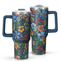 OBREWU Pioneer Flower Tumbler with Handle and Lid,Pioneer Flower 40oz Double Wall Vacuum Insulated Tumbler,Cups Gift for Women and Men