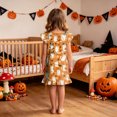 thumbnail image 5 of Leey-World Halloween Toddler Pajamas Girls Cute Halloween Nightgown Dress Flutter Short Sleeves 2-10 Years Soft Casual Dress, 5 of 7