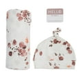 thumbnail image 1 of Lulujo Baby Hello World Newborn Bamboo Hat and Swaddle Blanket Set, 1 of 3