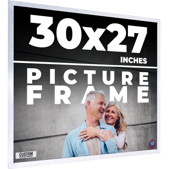 30x27 Frame Silver Real Wood Picture Frame Width 0.75 inches | Interior Frame Depth 0.5 inches |