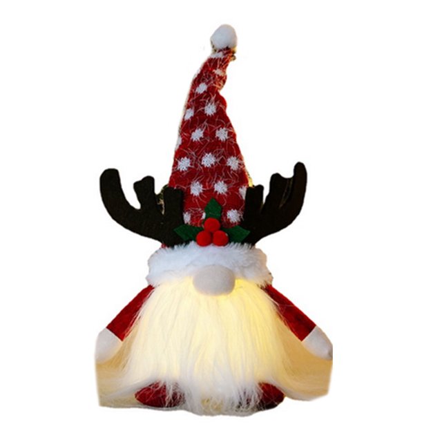 Yuarrent Muñeco de gnomo de Navidad, decoración navideña, diseño de escena, adornos de mesa, decoración brillante alimentada por batería, regalo de Kits de decoración para fiestas Rojo Yuarrent HA069397-01