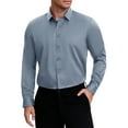 thumbnail image 1 of CAMISAS FORMAL DE MANGA LARGA CON CUELLO PUNTO PARA HOMBRE INSPIRAR CHIC COLOR GRIS TAMAÑO 3XL, 1 of 6