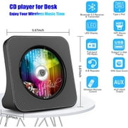 Qoosea CD Player Portable, Bluetooth CD Players for Home Desktop with HiFi Sound Speaker, FM Radio CD Music Player for Home with Remote Control Black