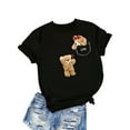 thumbnail image 3 of Women's Black Cute Teddy Bear LOVE Graphic T-Shirt - Soft Round Neck Short Sleeve Casual Top, Machine Washable All-Season Comfort Fit, Teddy Bear T Shirt, Durable Fabric Shirt, 3 of 6