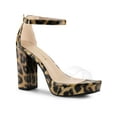 thumbnail image 1 of BLISSFUL STEP Women's Shoes Colorful Platform Chunky Heels Ankle Strap Clear Open Toe Sandals Leopard Print 10, 1 of 8