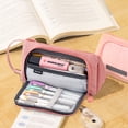 thumbnail image 2 of Nice Choice Big Capacity Pencil Case,Corduroy Pouch Pen Case,Simple Stationery Bag, College Office Organizer for Adults (Pink), 2 of 6