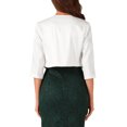 thumbnail image 3 of INSPIRE CHIC Cropped Blazer for Women Open Front Lapel Collar Business Office Casual Short Suit Jacket Cardigan Outerwear XL White, 3 of 4