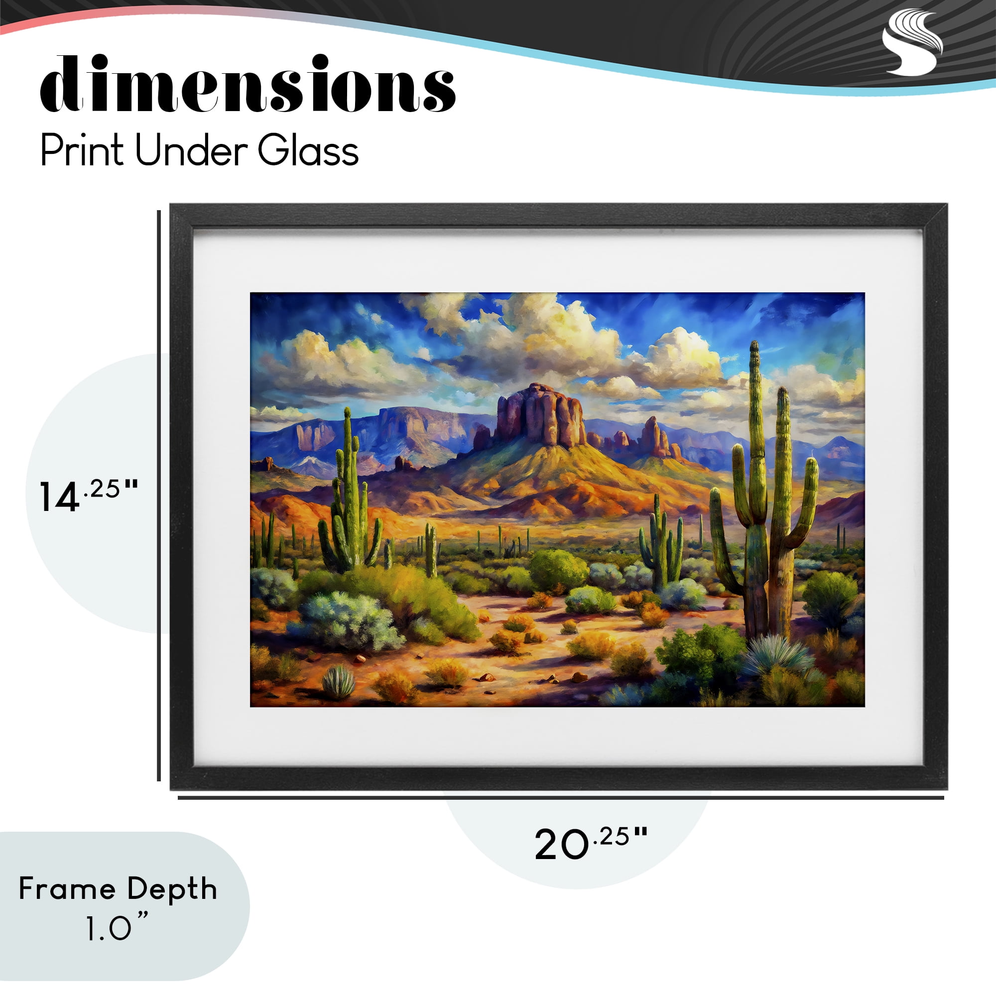 Stupell Industries Majestic Saguaro Desert Landscape Black Framed Print Under Glass, design by Creative Studio