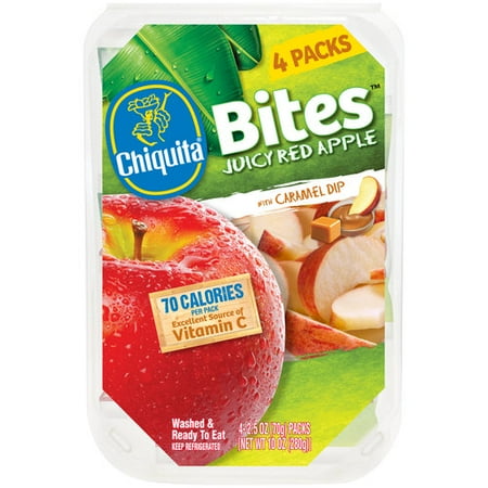 Chiquita Juicy Red Apple Bites with Caramel Dip, 2.5 oz, 4 count