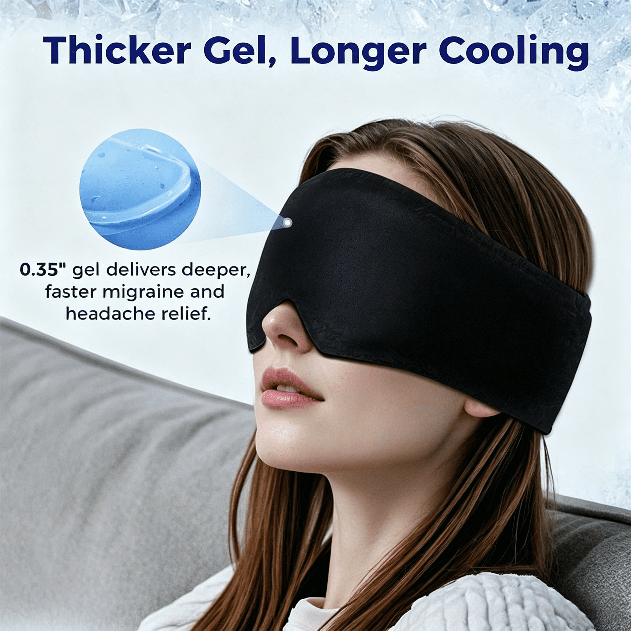 FACEMOON Gel Eye Mask, Reusable & Freezable Eye Compress with Adjustable Strap