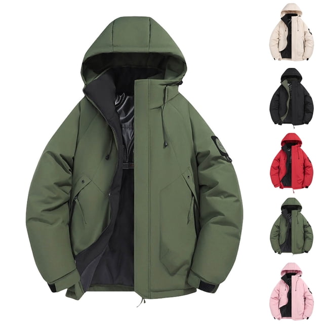 UVEASISHA Mens Winter Ski Coats Waterproof Hooded Parka Jackets Graphene Lining Thick Warm Snow Coat Full Zip Windproof Insulated Puffer Jacket with Pockets Black M