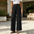 thumbnail image 5 of LIaqionyy Pants for Women's Wide Leg Elastic Waist Casual Loose Lounge Vacation Pant Work Trousers with Pockets, 5 of 7