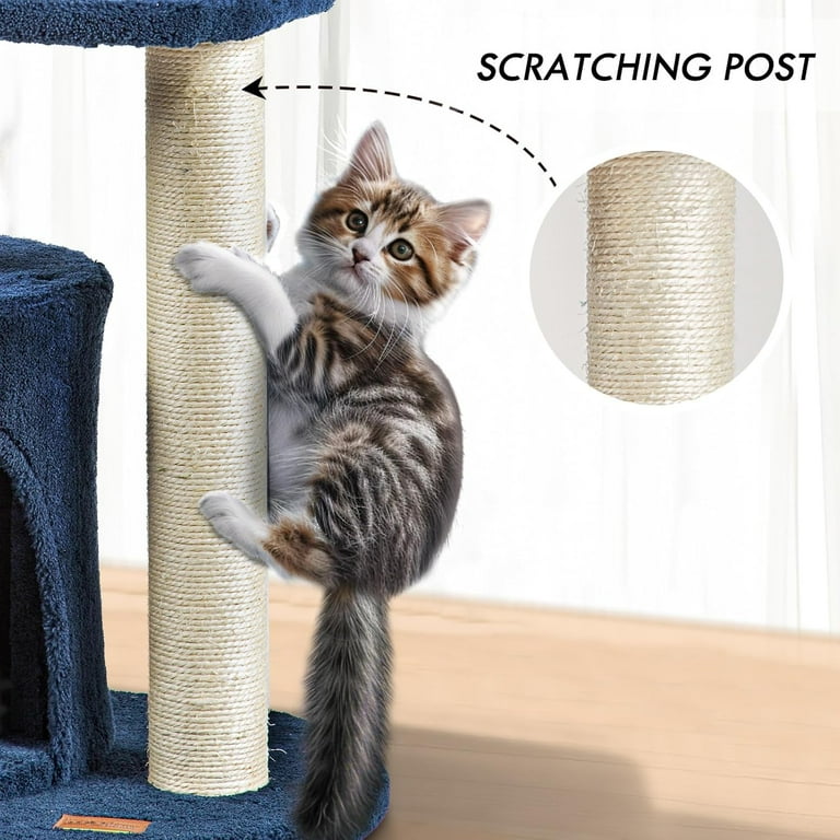 ClevaHome Small Deep Denim Blue Cat Tree for Small Spaces, Kittens