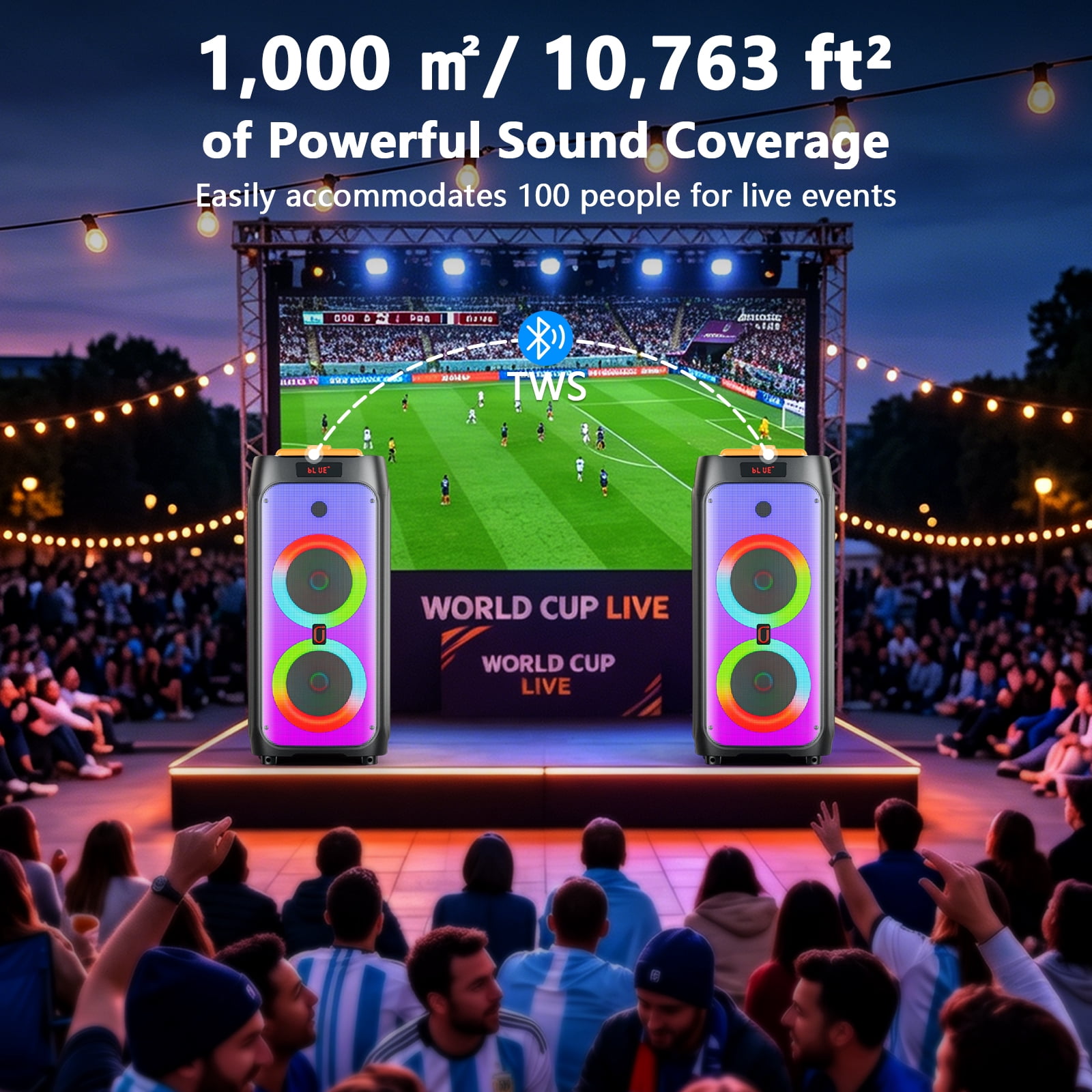JYX Karaoke Machine with 2 Microphones, 500W Large Bluetooth Speaker with Wheels, Dazzling Party Light