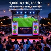 JYX Large Party Speaker, Stereo Outdoor Speaker Bluetooth with Wheels & Trolley Bar, T8
