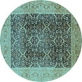 thumbnail image 1 of Ahgly Company Indoor Round Oriental Light Blue Traditional Area Rugs, 4' Round, 1 of 4