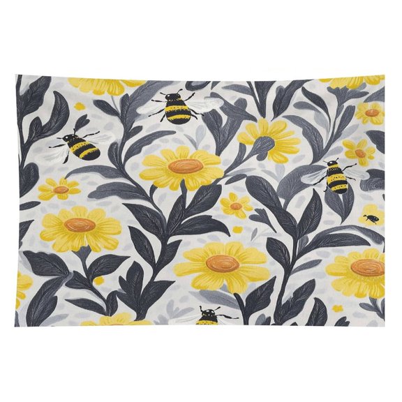 Chilfamy Yellow Flower Bee Polyester Wall Tapestry Anti Wrinkle Art Hanging Decor for Bedroom Living Room Home Holiday Decoration Gift
