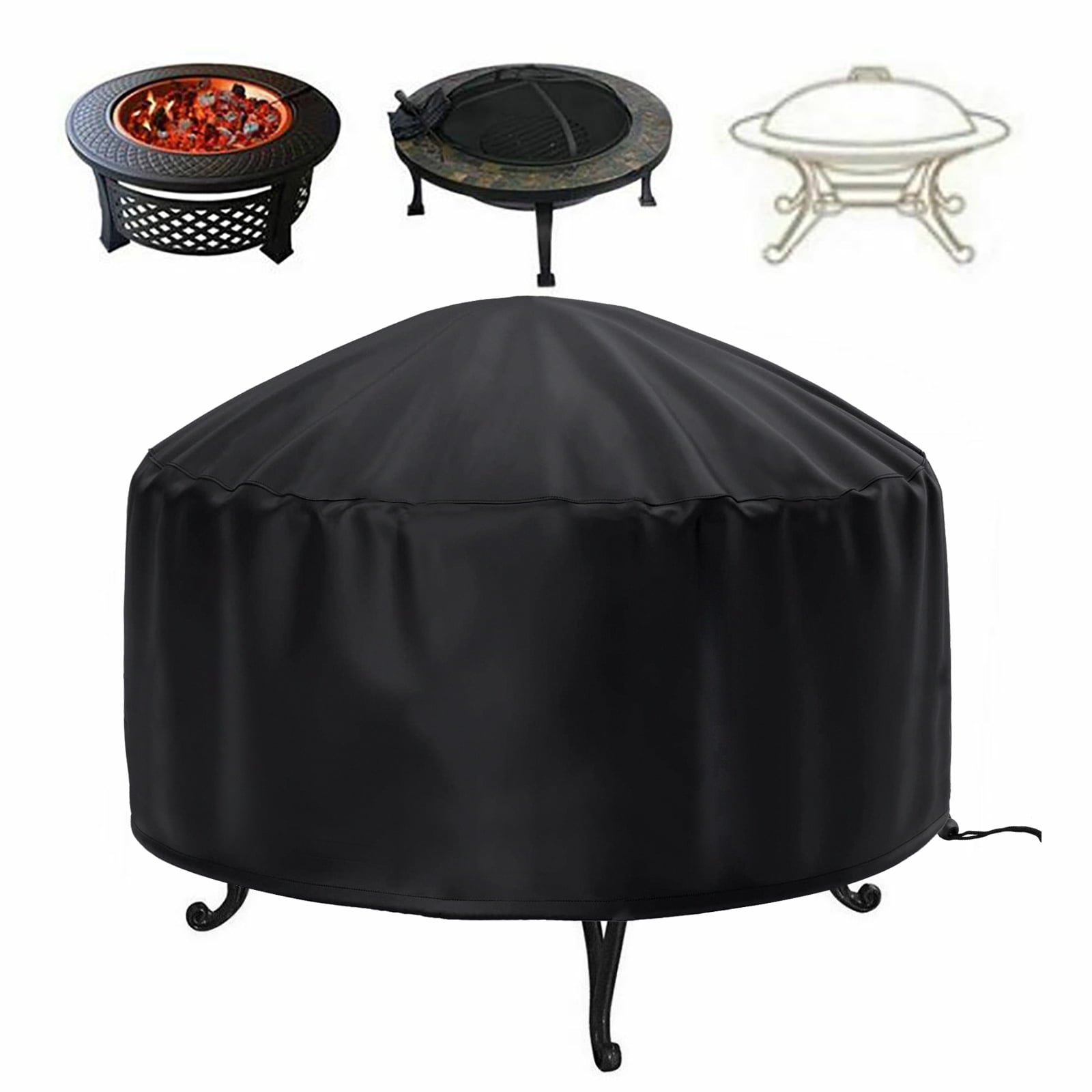 30'' Black Patio Round Fire Pit Cover Waterproof UV Protector Grill BBQ Shelter 