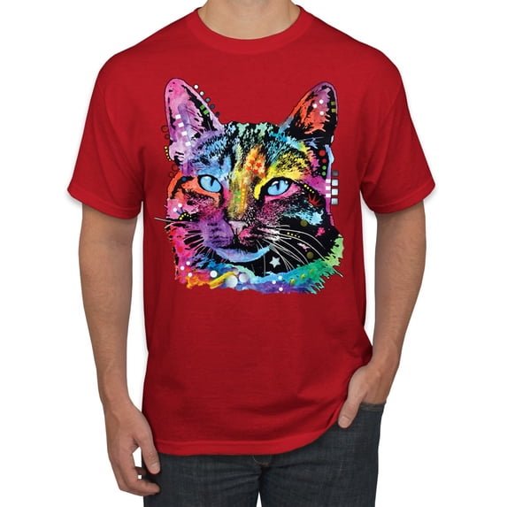 Cute Cat | Dean Russo Art Animal Lover Men's T-Shirt, Red, 4X-Large