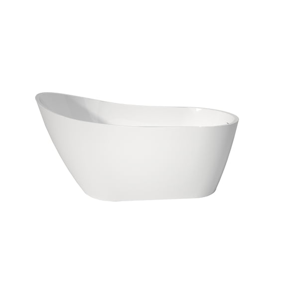 JERFIT 67" Freestanding Soaker Bathtub, High-Gloss White Acrylic Oval Tub with Non-Slip Bottom, Standalone Bathtub for Bathroom