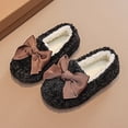 thumbnail image 4 of SuTry Girls Bow Decor Fuzzy Closed Heel House Slippers Plush Lining Non-Slip Sole for Kids Indoor Outdoor Winter Daily Wear(Black,5-5.5 Years), 4 of 6