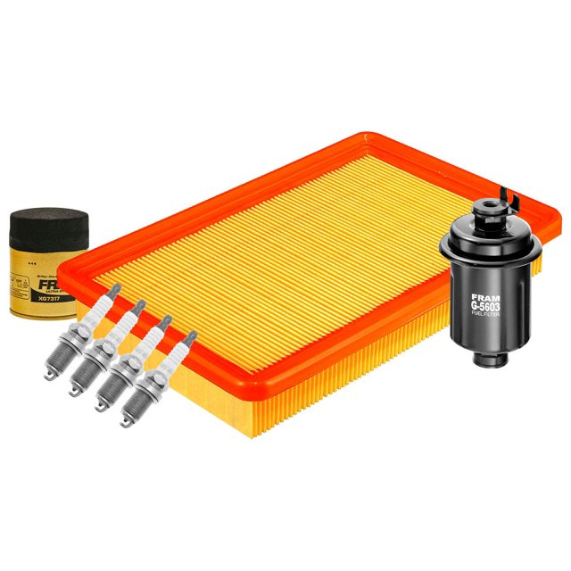 Kit De Bujías Doble Platino, Filtro De Aire, Filtro Para Aceite Sintético Y Filtro De Combustible 7 PIEZAS Afinación Sin Aceite Compatible con Accent 1995 A 1999 Hyundai L4 1.5L