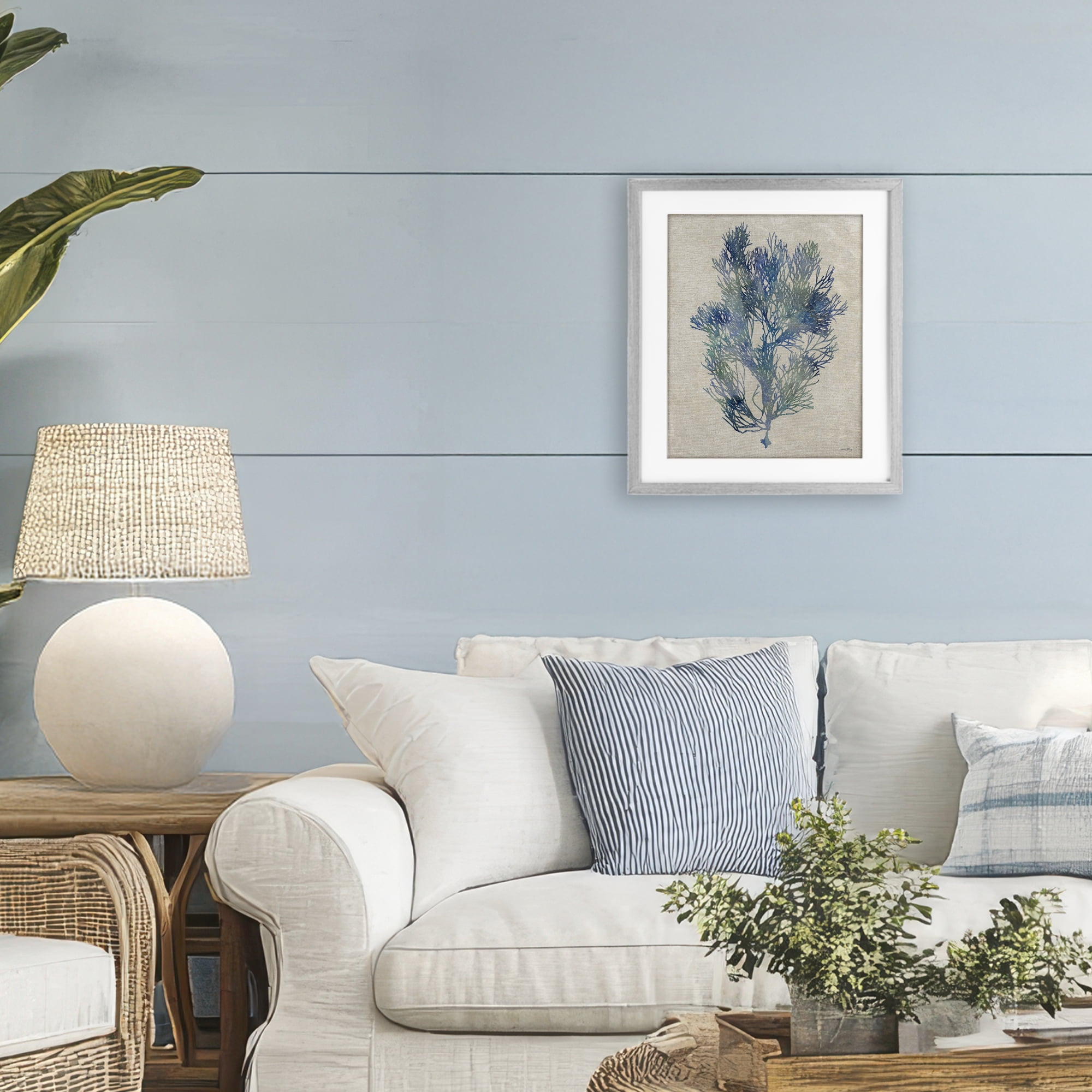 Stupell Industries Misty Blue Coral Study Gray Framed Print Under Glass, design by Amber Sterling