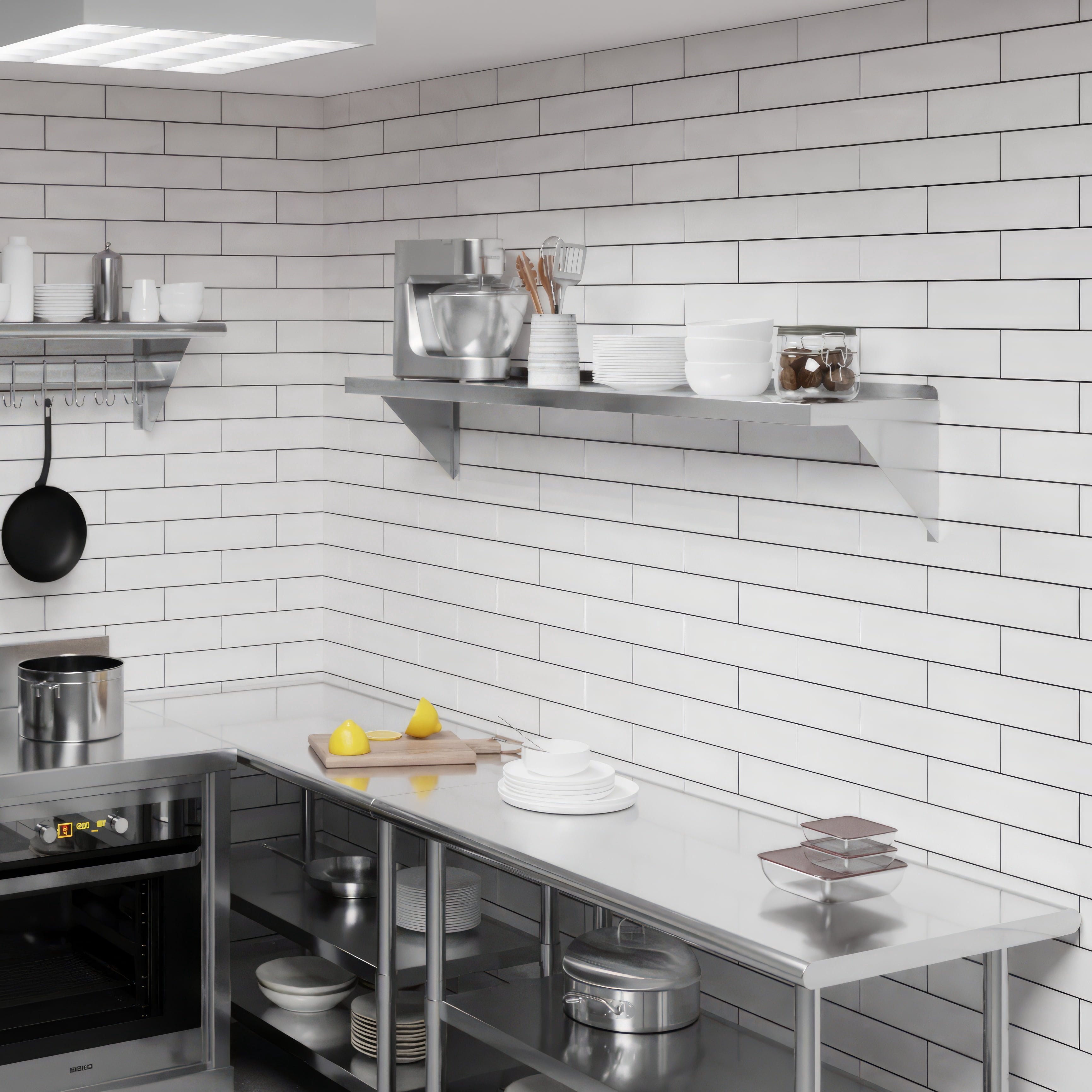 AmGood 12" Width x 60" Length | Stainless Steel Wall Shelf | Square Edge | Metal Shelving | Heavy Duty | Commercial Grade | Wall Mount | NSF Certified