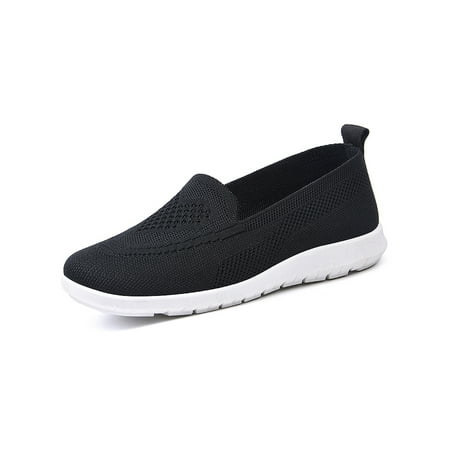 

Zodanni Women Walking Shoes Mesh Flats Comfort Sock Sneakers Yoga Casual Shoe Sports Lightweight Slip On Black 7.5