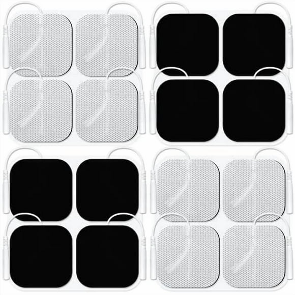 Easy@Home - 16 almohadillas de electrodos de carbono autoadhesivos reutilizables de 5 x 5 cm para unidad TENS - Diseño no irritante