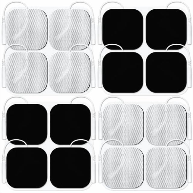 Easy@Home - 16 almohadillas de electrodos de carbono autoadhesivos reutilizables de 5 x 5 cm para unidad TENS - Diseño no irritante
