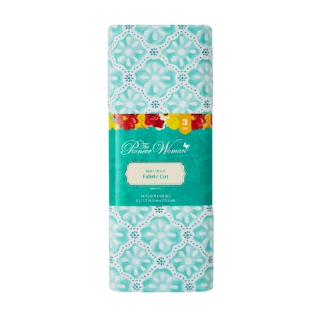 The Pioneer Woman 44" x 3 Yard Cotton Washy Trellis Fabric, White, Blue