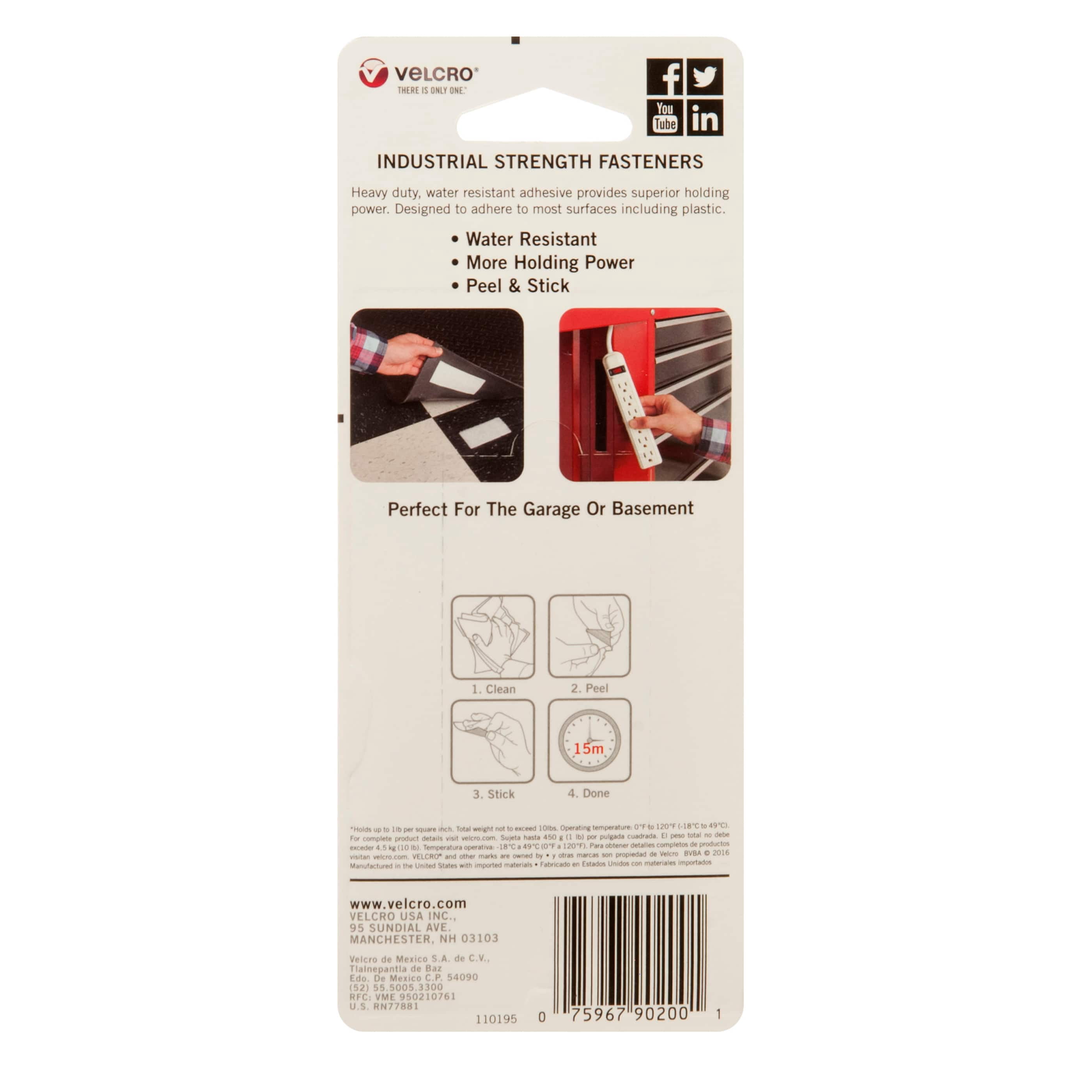 VELCRO Brand White Industrial Strength Strips, 12 Packs: 2 ct. (48 total)