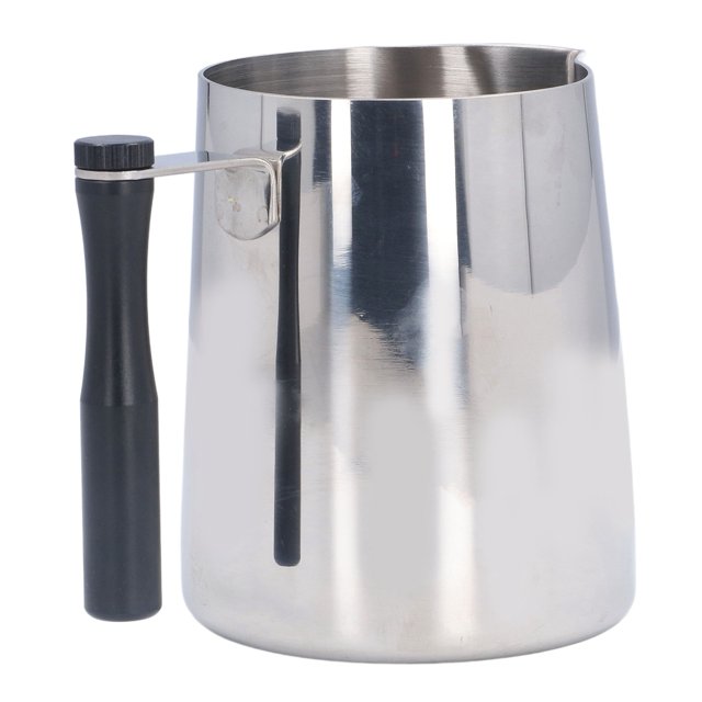 Jarra de leche, jarra de leche de acero inoxidable de 600 ml, jarra de leche de acero inoxidable, taza para espumar leche, funcionamiento suave