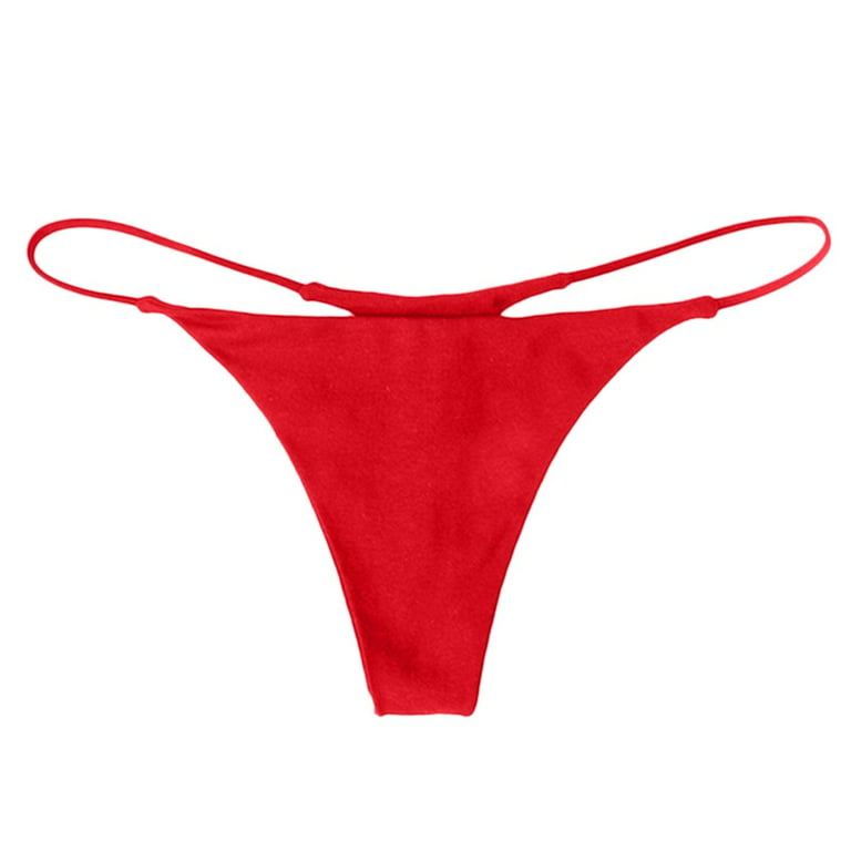 Qcmgmg Low Rise Thongs for Women T-Back Underwear Seamless Panties Wine Red  XL