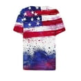 thumbnail image 5 of Itsame 4th of July Shirts Women Independence Day Short T-Shirt Sleeve American Flags Printed Short Sleeve Top, V-Neck White, 5 of 5