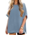 thumbnail image 5 of Womens Oversized T Shirts Summer Casual Loose Fit Striped Knit Batwing Sleeves Tunic Tops, 5 of 6