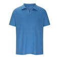 thumbnail image 4 of ZCFZJW Men's Zipper Shirts Waffle Knit T Shirts Summer Short Sleeve Casual Slim Fit Knitted Golf Shirt Solid Color Basic Tee Shirt Blue M, 4 of 8