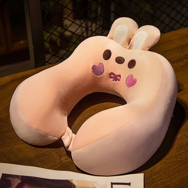 Almohada de espuma viscoelástica con forma de U de dibujos animados, almohada para el cuello voladora, almohada de viaje de rebote lento con forma de U para el cuello, almohada para la oficina