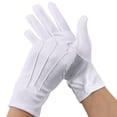 thumbnail image 1 of Guantes blancos, 5 pares de guantes de nailon cosidos blancos, guantes uniformes con botones a presión para policía, esmoquin formal, inspección de joyas, 1 of 5